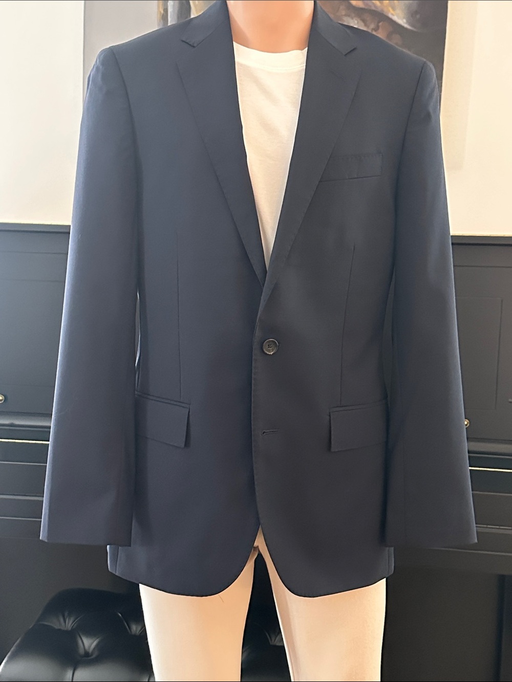 JCrew Loro Piana Navy Lapel Blazer